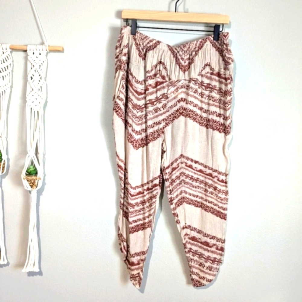 Free People Once Upon Yarn Dye Pants Harem Boho Parachute Baggy Pants NWT S
